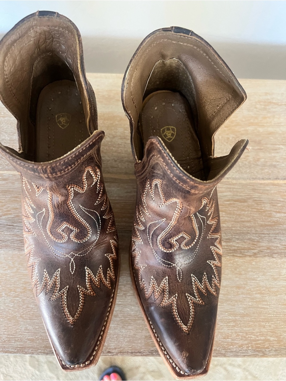 Ariat Brown Western Cutout Ankle Booties with Embroidered Detail - Picture 5 of 5